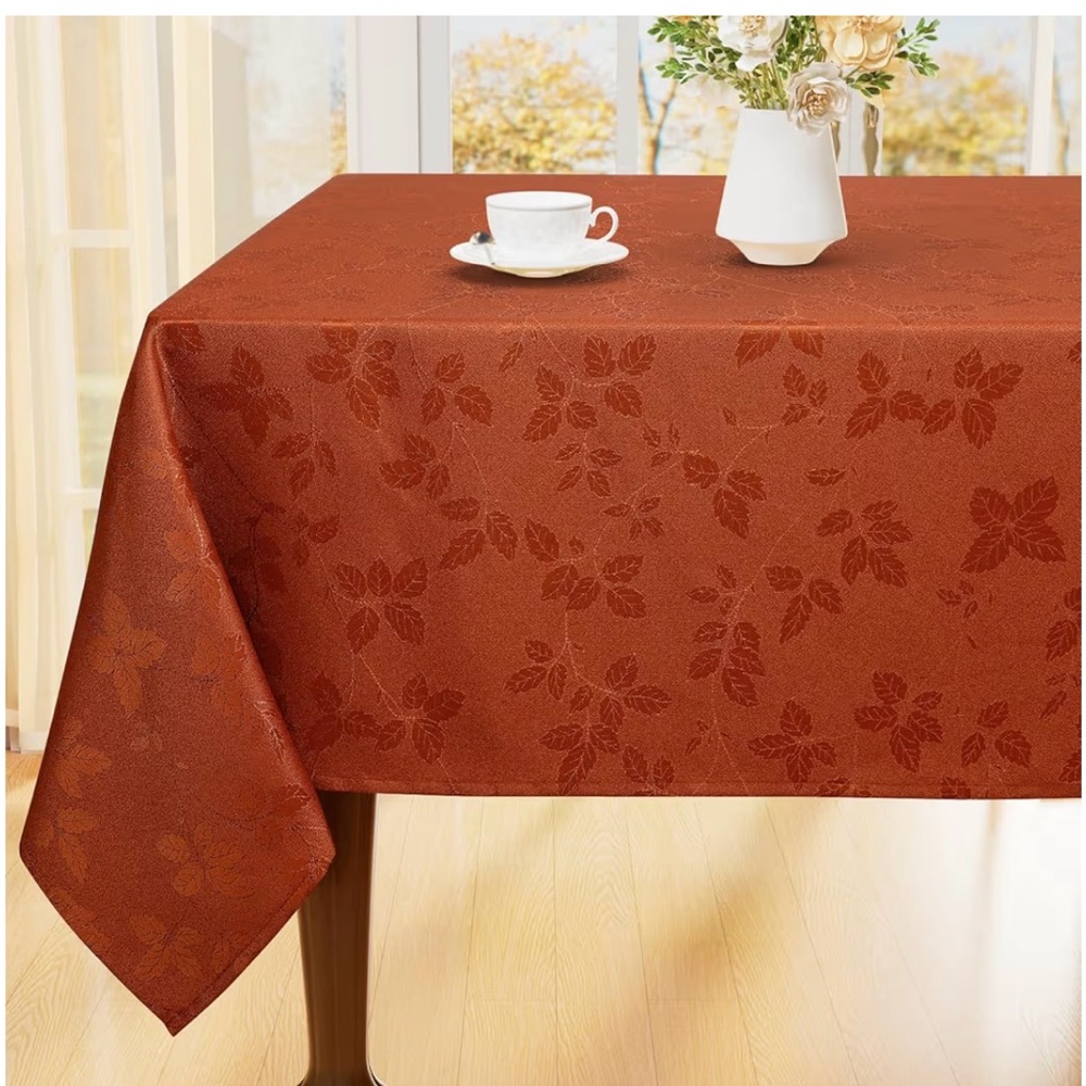 Elegant Rust/Burnt orange Tablecloth with Leaf Pattern Size 60 x 120 NEW